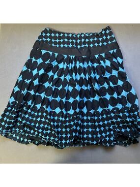 Retro Polk A Dot Mini Skirt Women's Size 10 100% Cotton Lined Blue Black Apt9